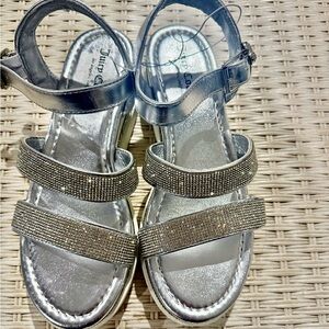 Juicy Couture Silver platform Rhinestone Sandals 8.5 New